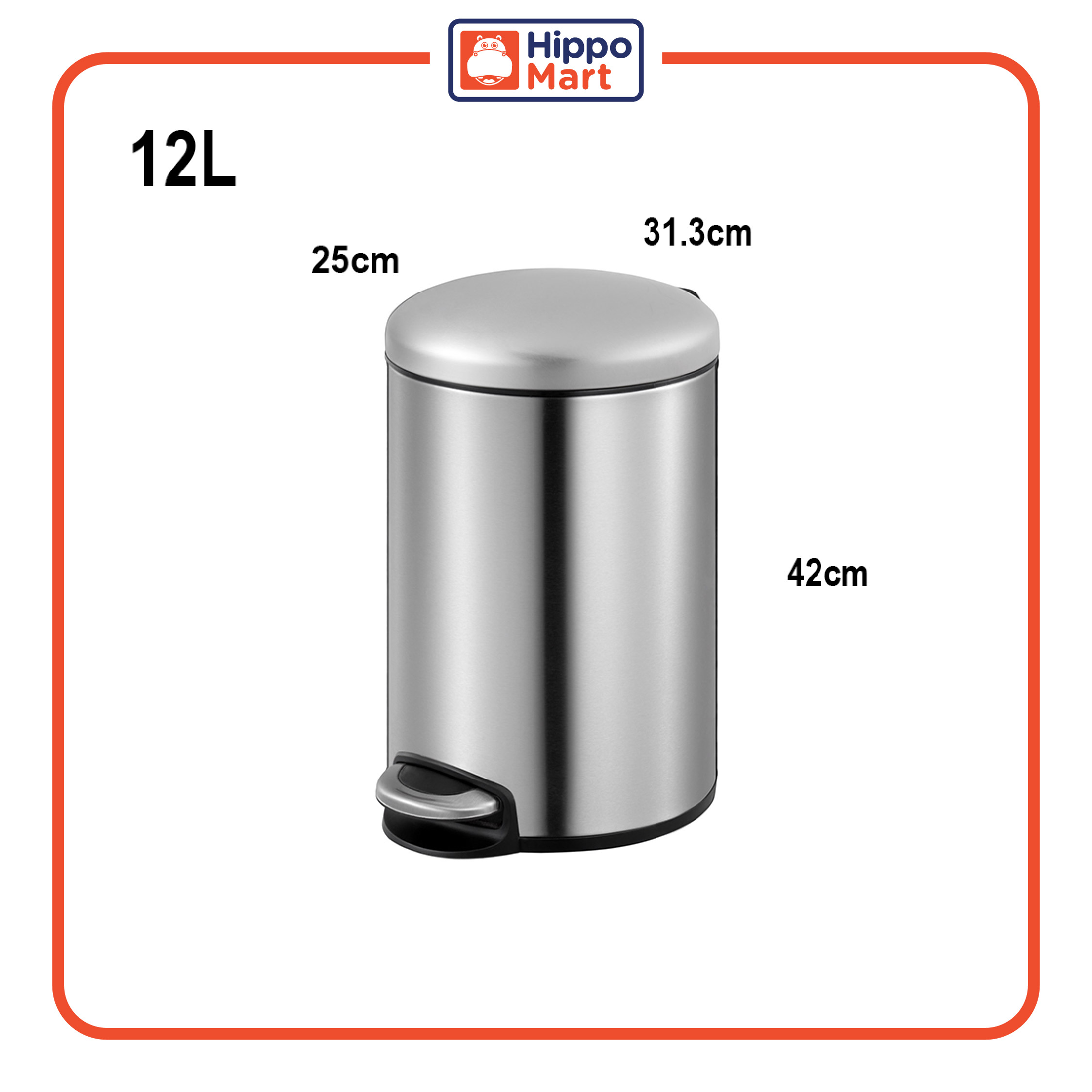 EKO Dustbin Maggey EK9213 Trash Bin Waste Bin Stainless Steel
