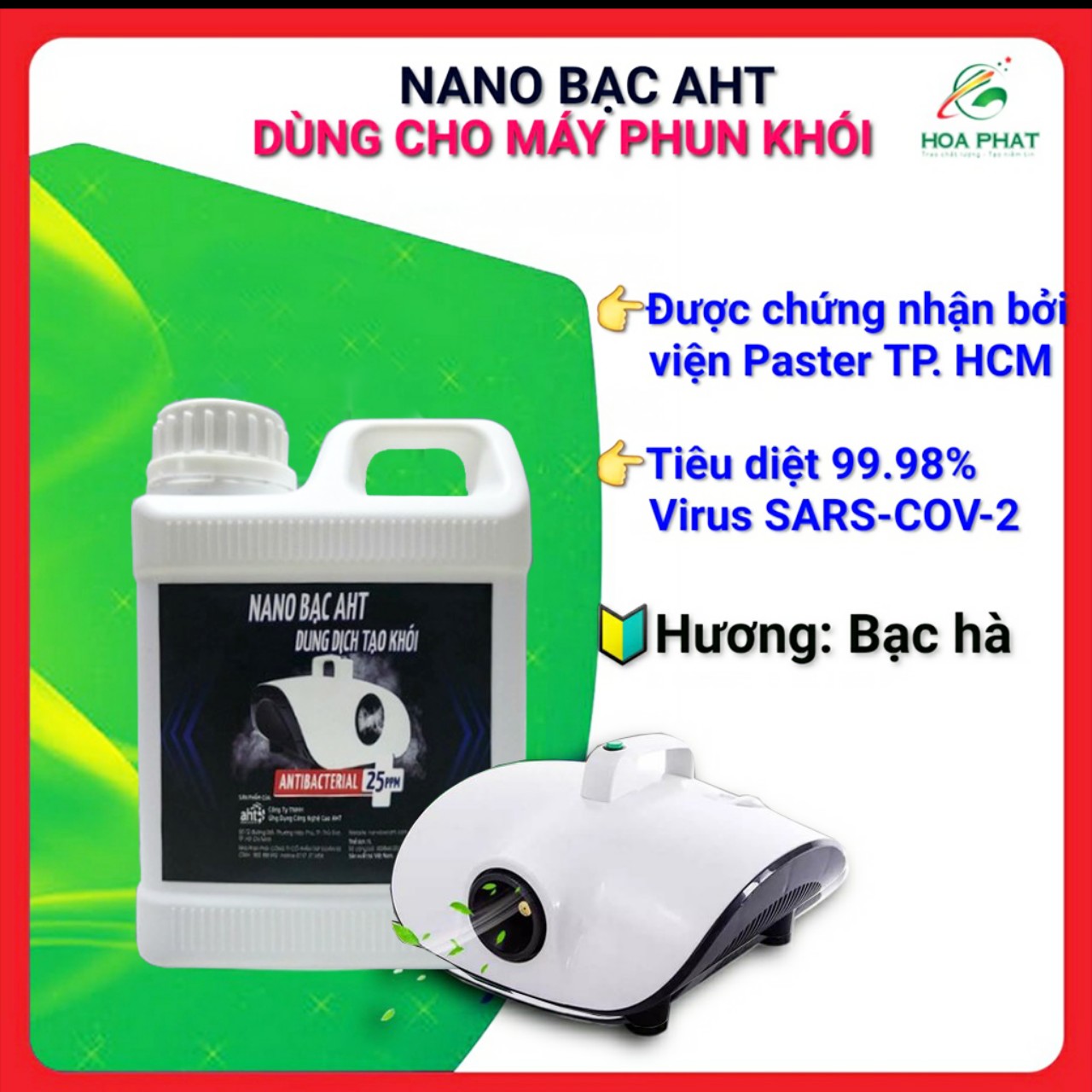 Diệt khuẩn tạo khói Nano bạc AHT 1 Lít  Hàng chính hãng- Hương Bạc Hà thumbnail