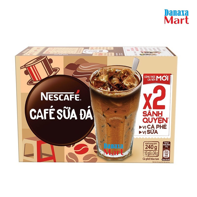 Combo 4 Hộp Cà Phê Hòa Tan Nescafé 3in1 Cà Phê Sữa Đá (Hộp 10 gói x 24g)