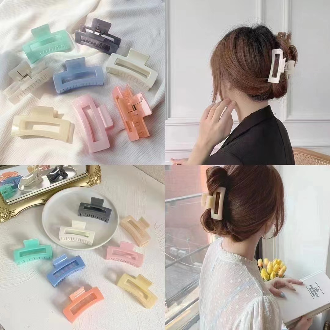 STYLECLUB Korean hair clamp Large Frosted Grab Clip Square Hairpin ...