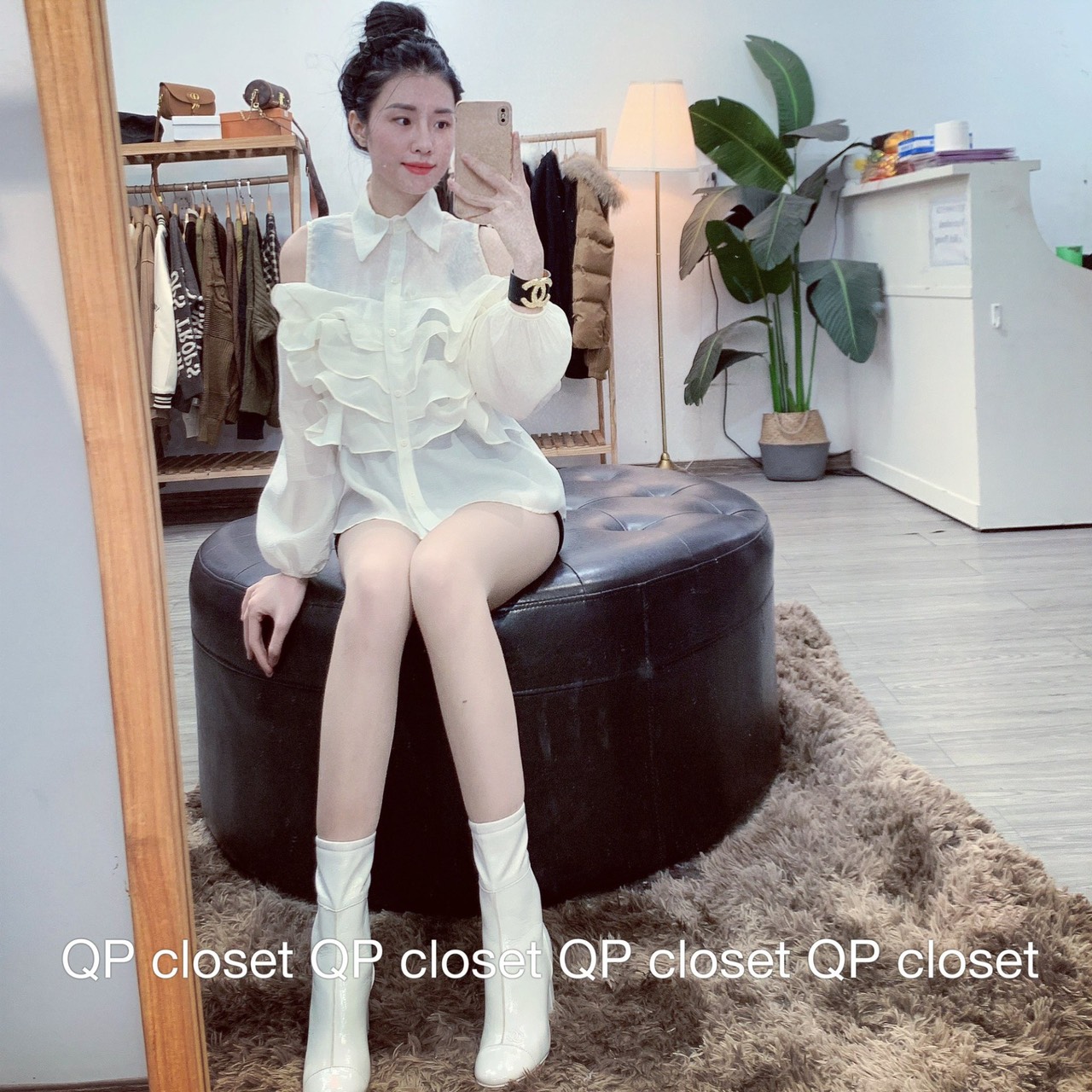[Freeship] Áo sơ mi bèo ngực khoét vai cổ đức