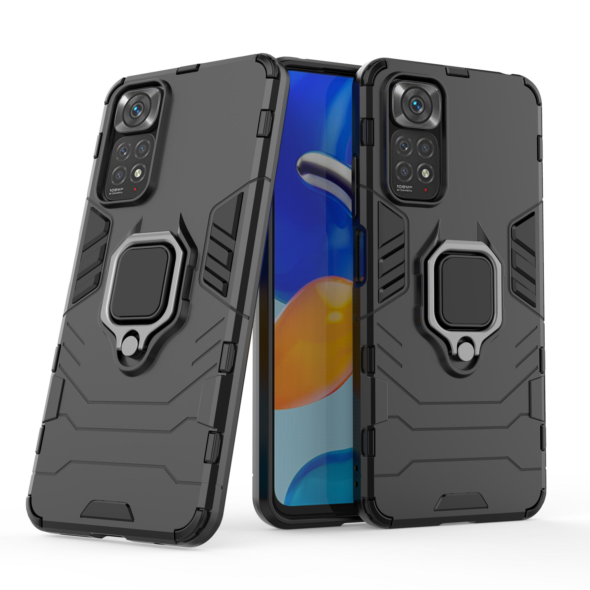 Lenuo Ốp Lưng Cho Xiaomi Redmi Note 11S Note 11 Pro 5G Note 8-Ốp Lưng Silicon TPU Và PC Cứng Hai Lớp Chịu Lực Nặng Giá Đỡ Vòng Kim Loại Chống Sốc Ốp Lưng Điện Thoại