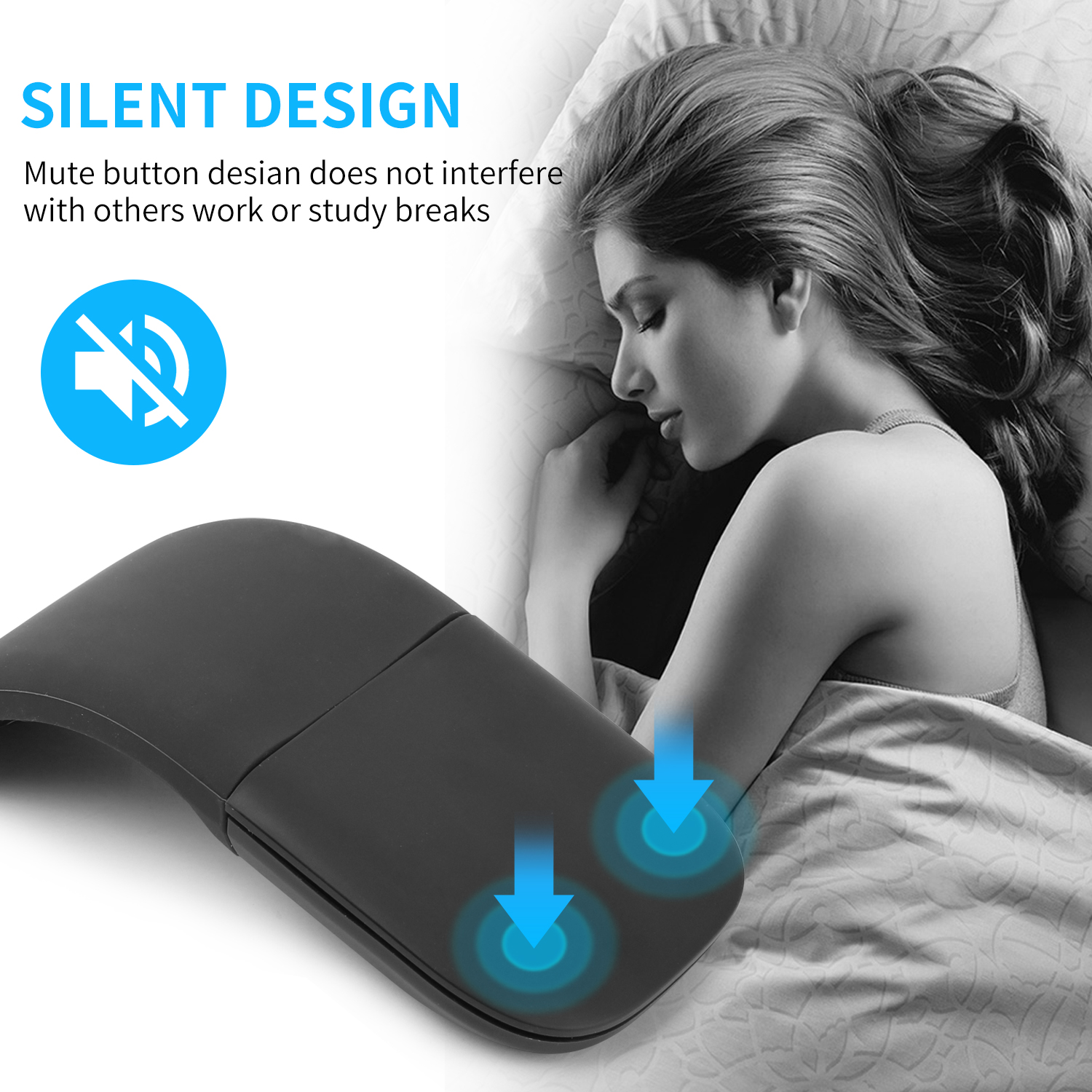 Silent Wireless Bluetooth-compatible Folding Mouse for Microsoft Computer MAC OS