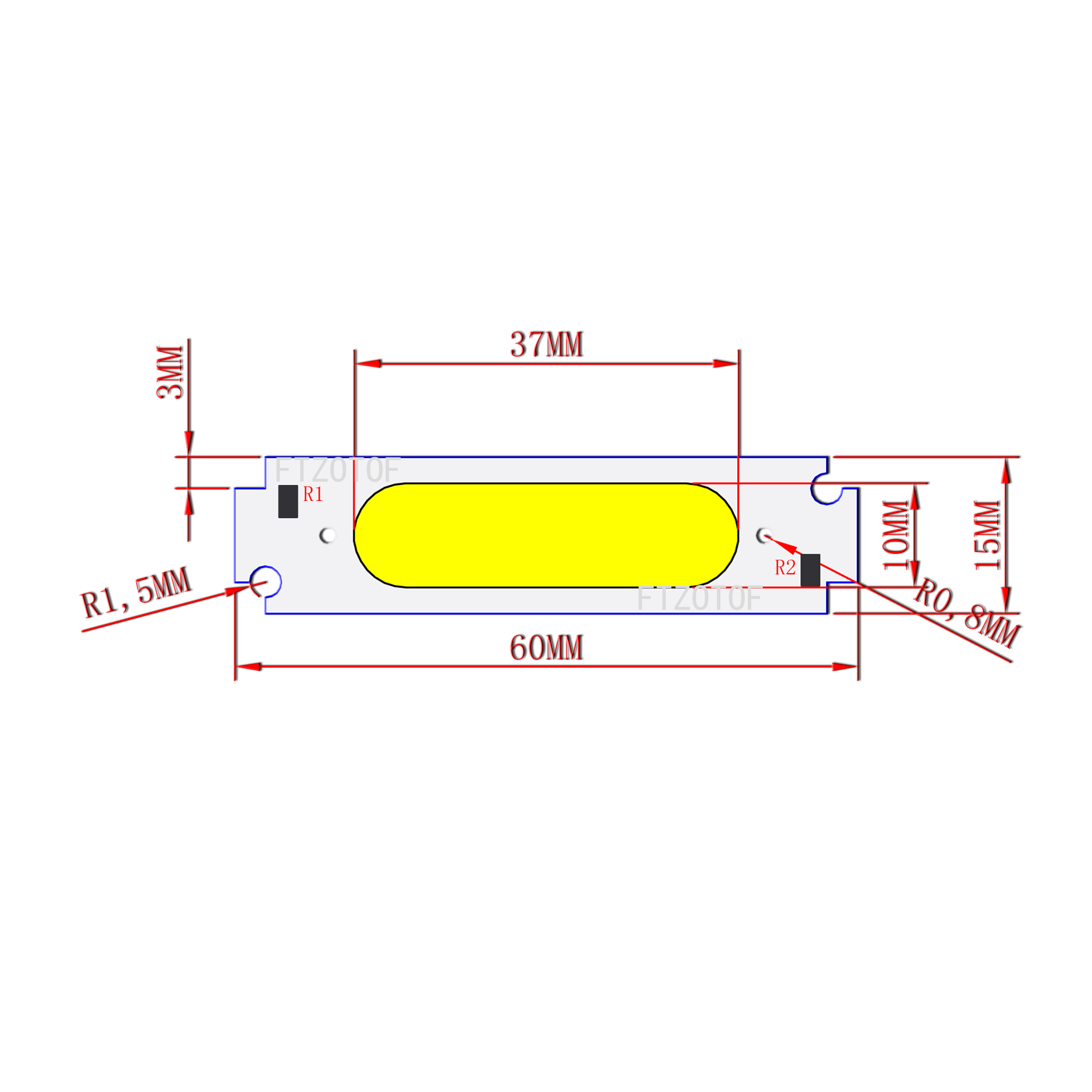 Led.source Cob FTZOTOF 60*15mm COB LED Source Bulbs 2W Module Chip Strip Onboard For ...