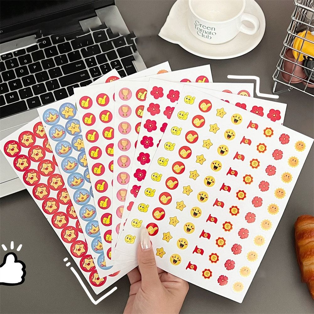 800%20Pcs/Bag%20Portable%20Cute%20Star%20Reward%20Stickers%20Cartoon%20Animals%20Self-adhesive%20Encouragement%20Motivational%20Sticker%20Multi-purpose%20Multifunction%20Small%20Red%20Flowers%20Kids%20-%20Image%202