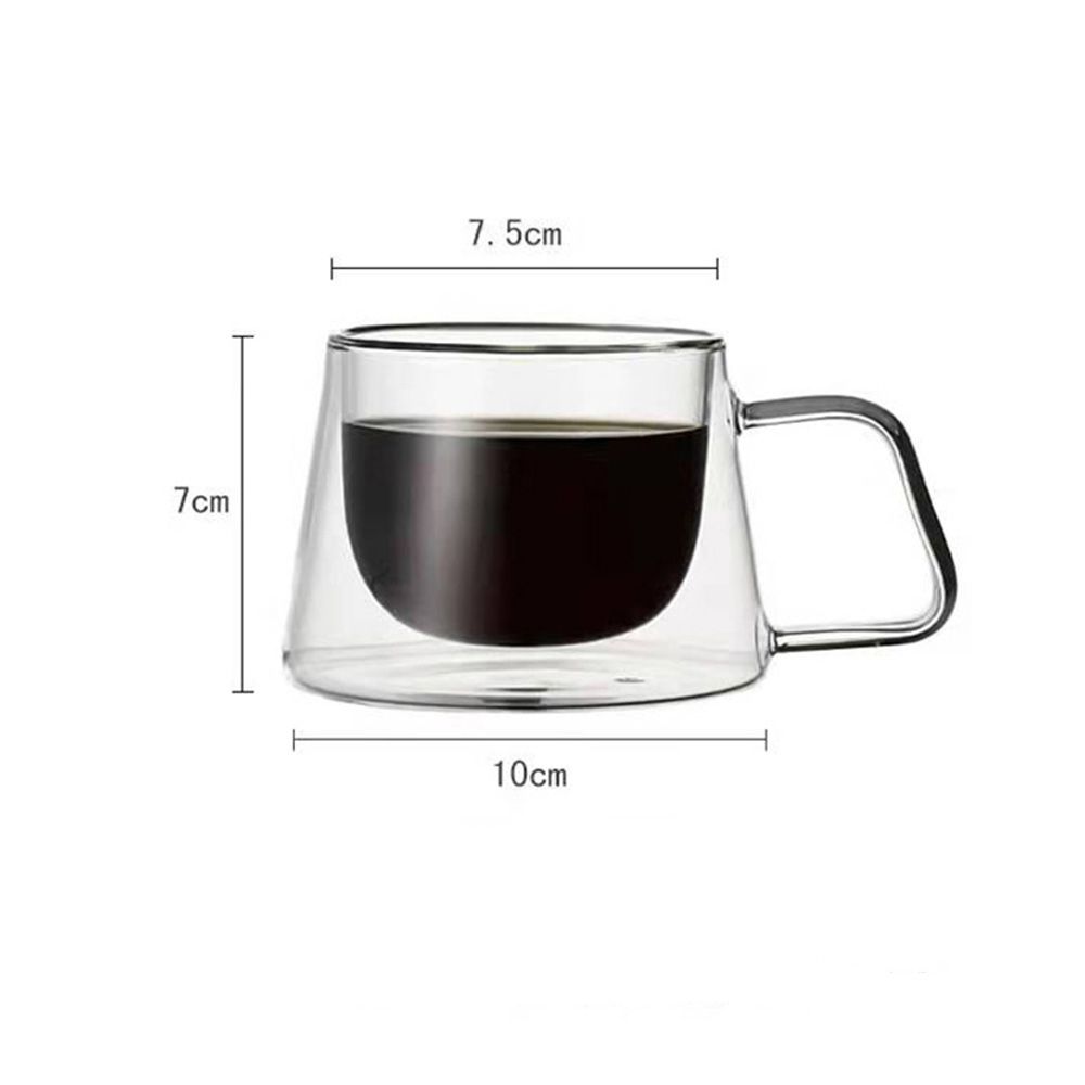 YPB585111 200ml Anti Scalding Clear Double Wall Insulated with Handle Breakfast Mug Double Cup Coffee Tea Cup