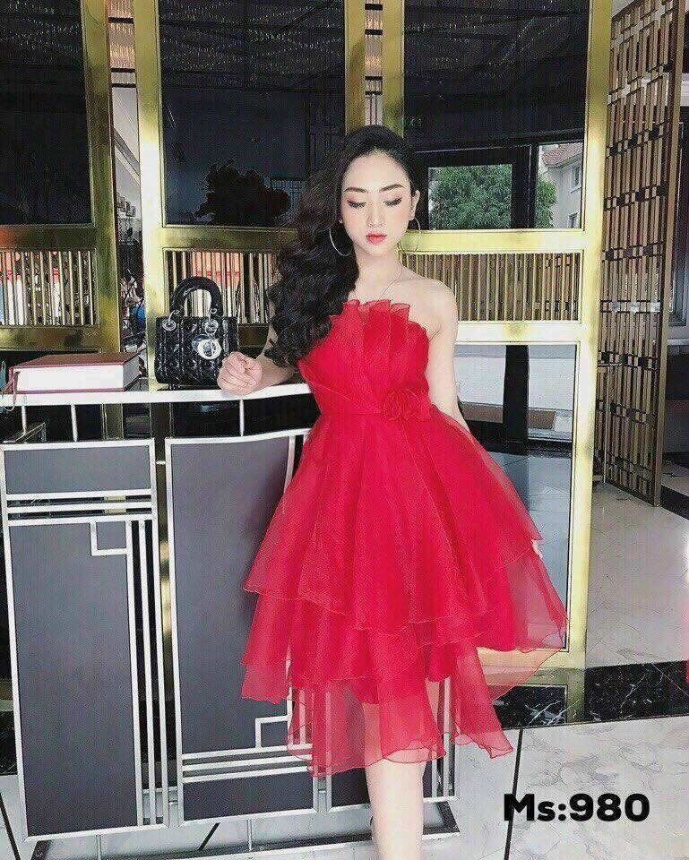 Đầm cúp ngực ba tầng siêu sang qc22