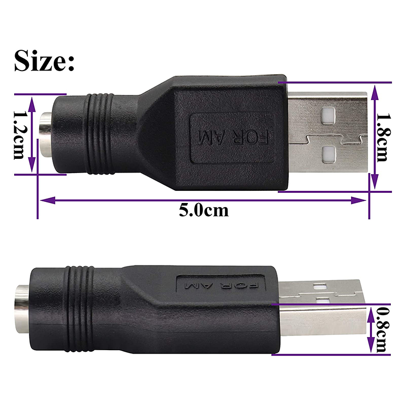 Đầu đổi nguồn USB AM sang DC 5.5x2.1mm cổng cái - hoặc ngược lại DC 5.5x2.1mm cái ra USB đực 1 chiếc