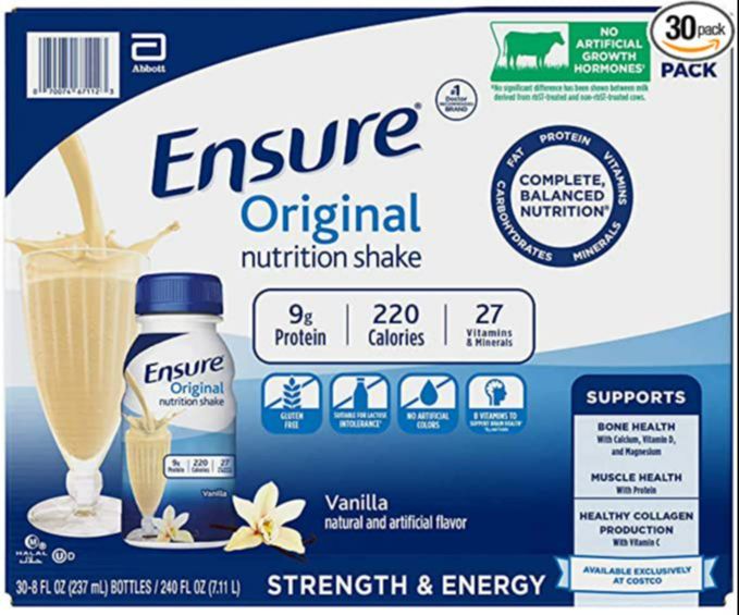 Thùng 30 chai sữa nước Ensure Original Nutritional Shake hương Vanilla mỗi