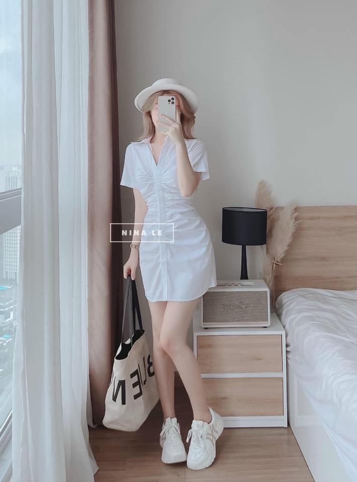 Đầm body ôm thân tôn dáng, đầm nữ body cổ bẻ, đầm cổ sơ mi,đàm body nữ sơ mi ôm body tay ngắn, đầm nhún thân ,đầm dự tiệc