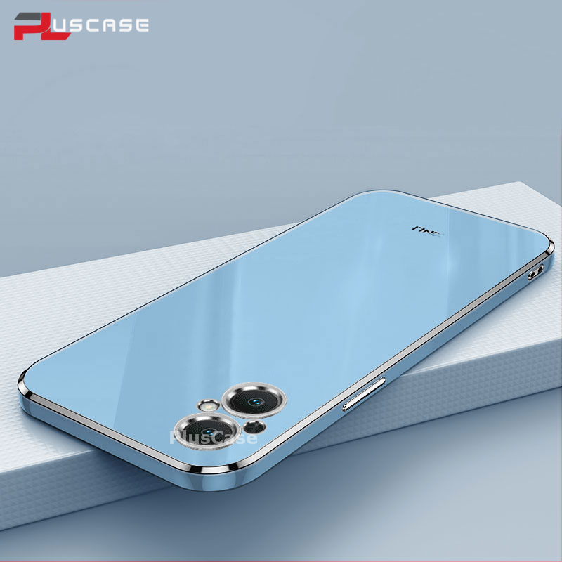 PlusCase for OPPO Reno7 Z 5G Reno8 Z 5G 6D Plating Soft Case Lens Protector Square Frame Silicone Glossy Shockproof Phone Back Cover