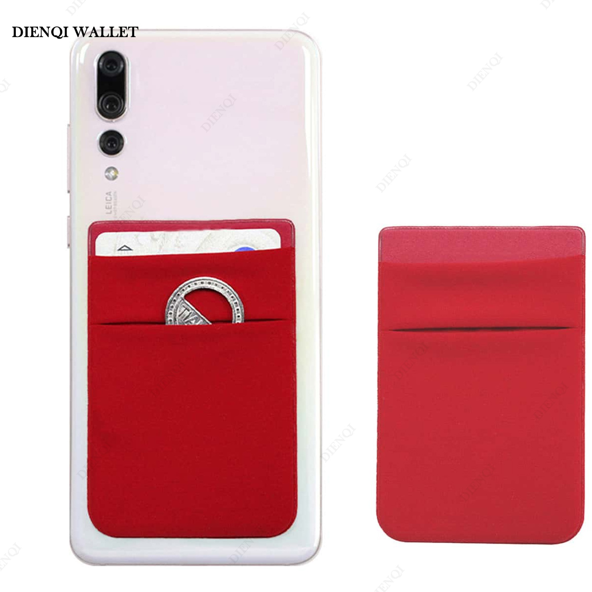 【New release】 Fashion Elastic Cloth Card Holder Wallet Case Credit ID Card Holder Adhesive Sticker Pocket Bag.