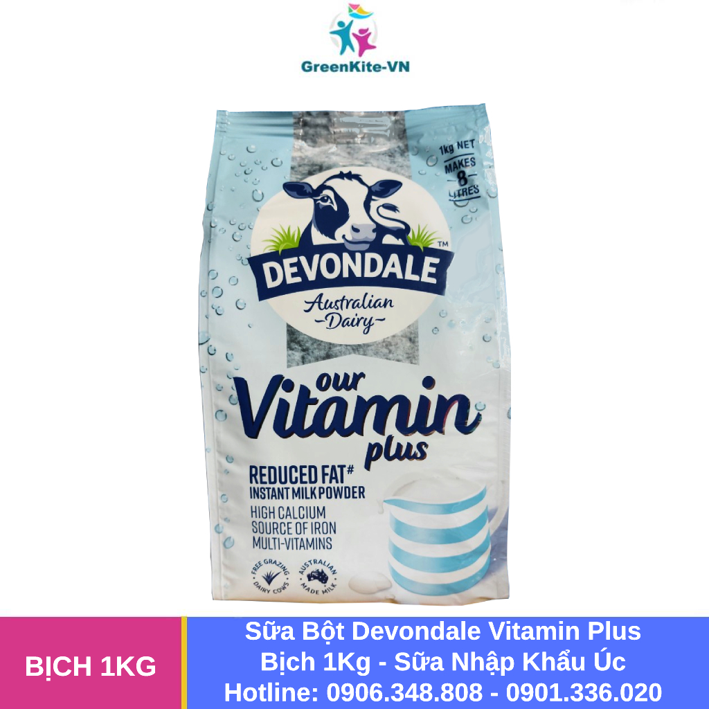 Sữa bột DEVONDALE Giảm Béo Bổ Sung VITAMIN PLUS 1kg - Sữa bột Uc