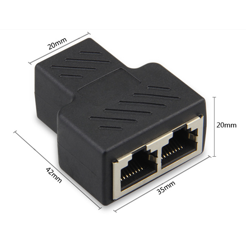RJ45 Port Network Cable Splitter Extender Plug Adapter Split Into Two Splitter. 
