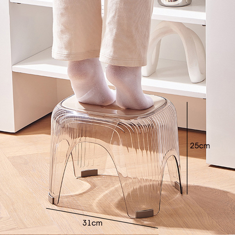 Transparent small stool, household shoe changing stool, children's low stool, home bathroom, bath stool, living room, coffee table, plastic stool