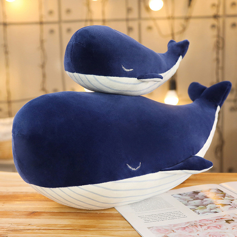Cute Super Soft Blue Whale Plush Toys Stuffed Sea Animals Pillow