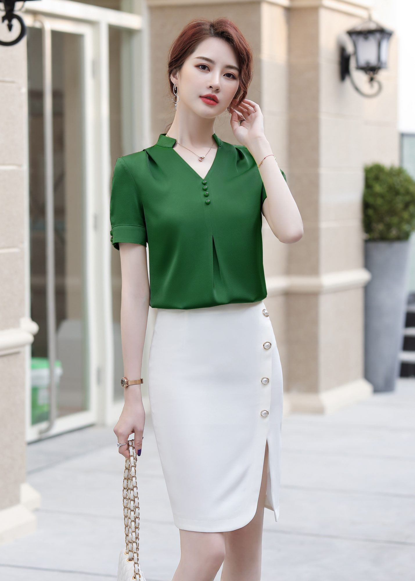 Áo sơ mi cổ phối bèo duyên dáng beyeu1688 - by1139b