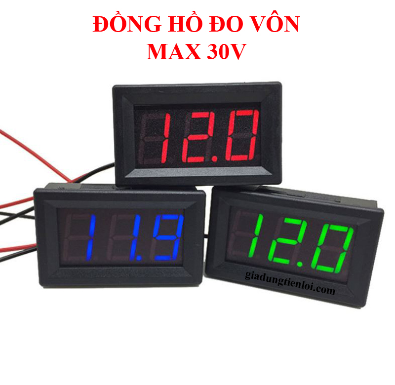 Đồng hồ led MAX30V - đo vôn DC tối đa 30V 48x29mm
