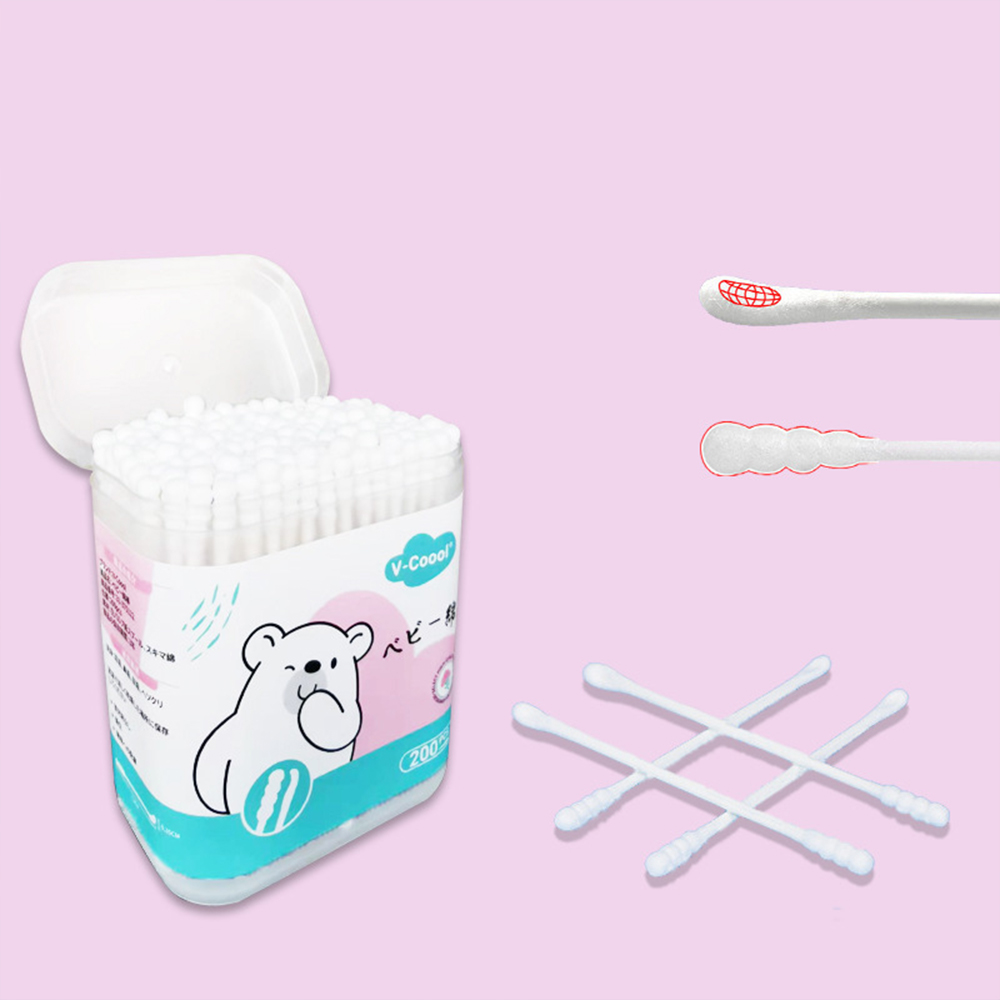 Tăm bông cho bé sơ sinh V-Coool, hộp 200 que