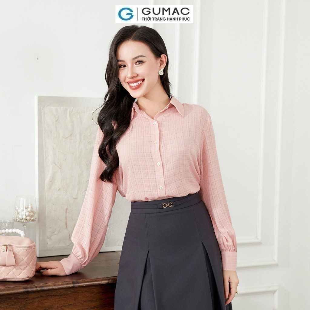 Áo sơ mi nữ bâu nhọn thời trang GUMAC AE01080