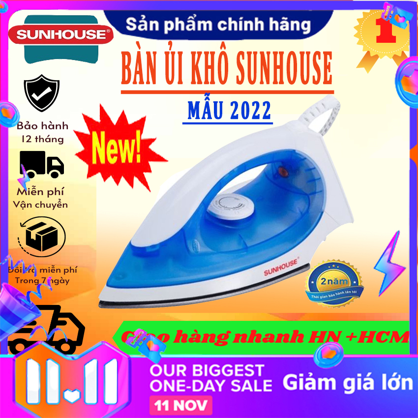 Bàn là khô sunhouse shd1072,bàn ủi khô tự ngắt chống cháy điều chỉnh nhiệt độ linh hoạt ,ủi mọi bề mặt bàn là chống dính shop bbq1
