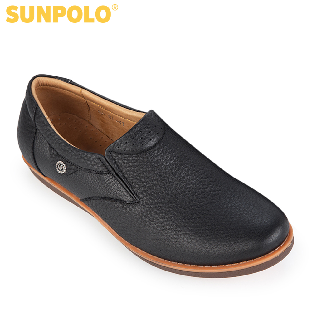 Men leather shoes rubber sole SKT01DN (black, brown)