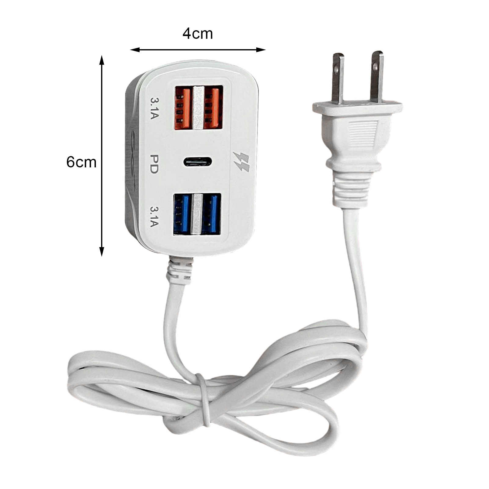 Usb Smart Plug 5-device Charging Power Plug Fast Charging Universal Charger with 4-port Usb Pd Type-c Stable Output Thickened Connector Us Plug Ideal