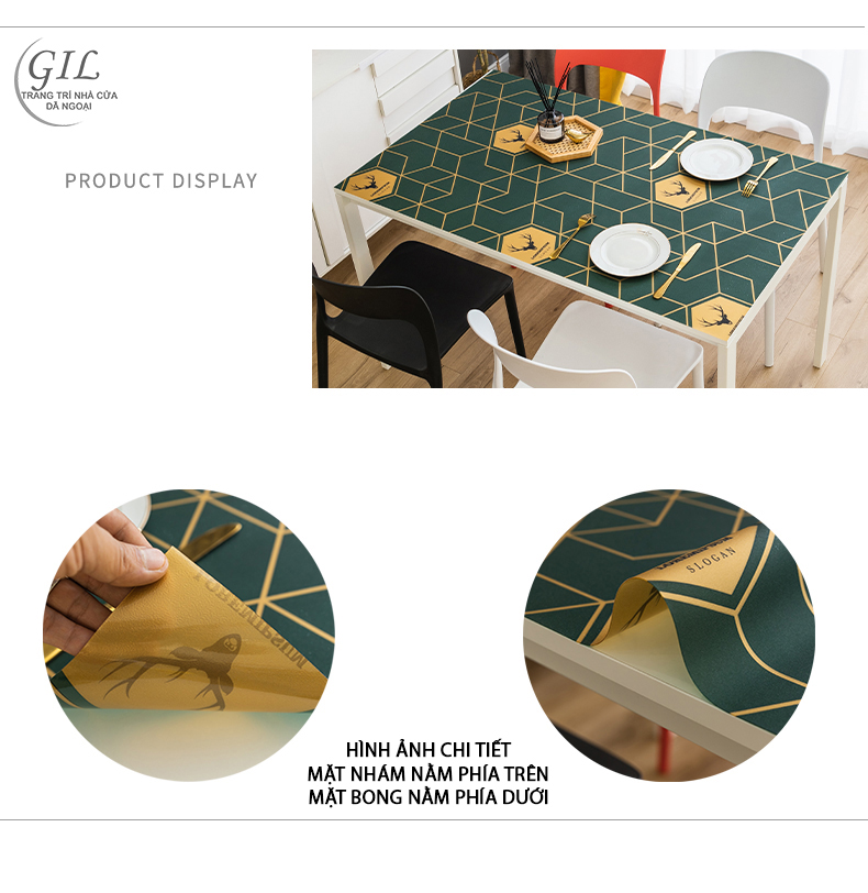 khăn trải bàn pvc hưu vàng cao cấp