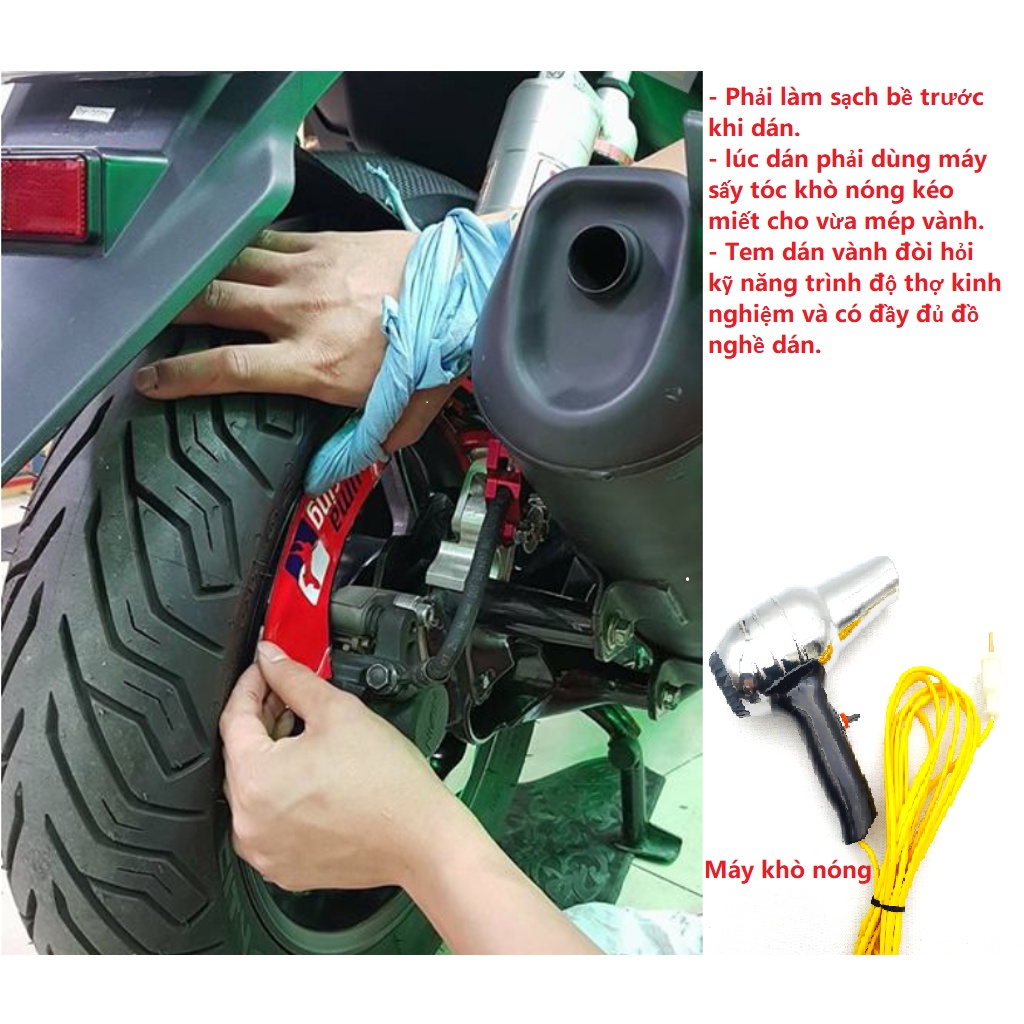 Tem Dán Vành Dán Mâm Xe Máy - Tem Decal MOTO SPORT ( giá 1 bộ)