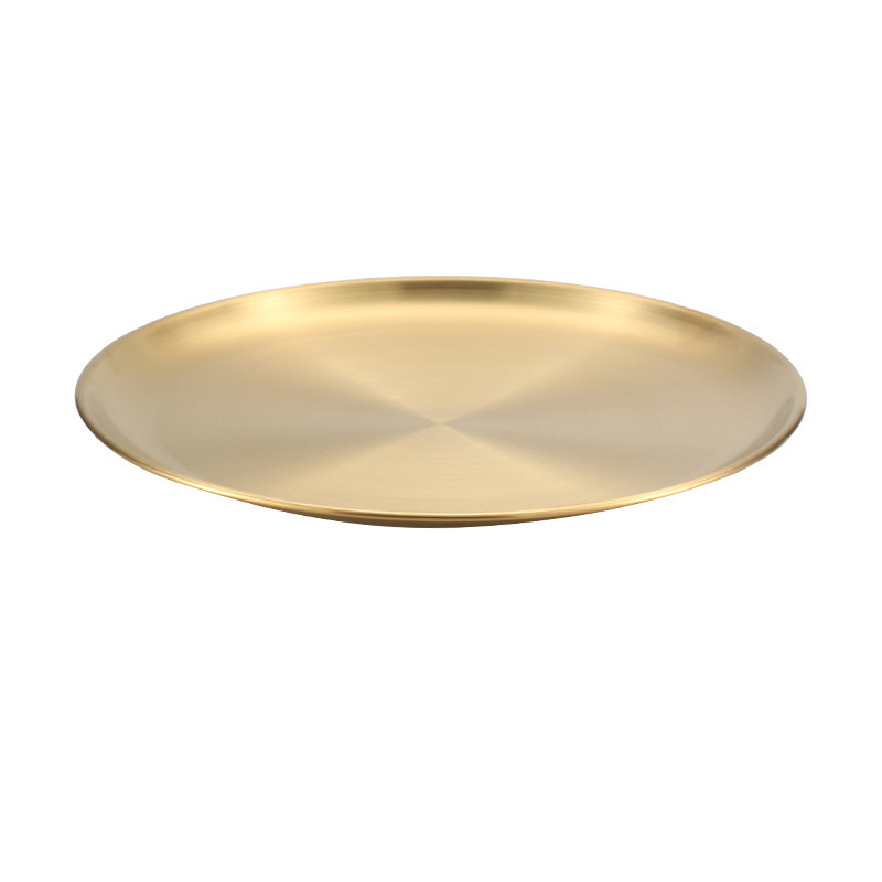 NFA Korean barbecue plate Stainless steel disc Gold thickened platter sand disc buffet plate kitchen tray
