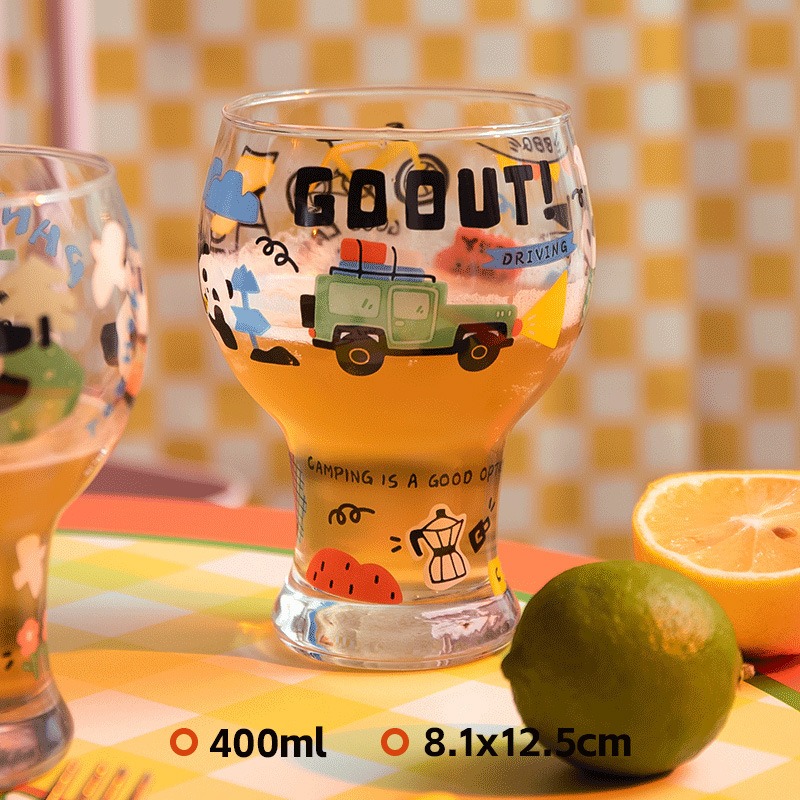 OMK Borosilicate Glass Beer Mug Cute Juice Mug Large Capacity Glass cup