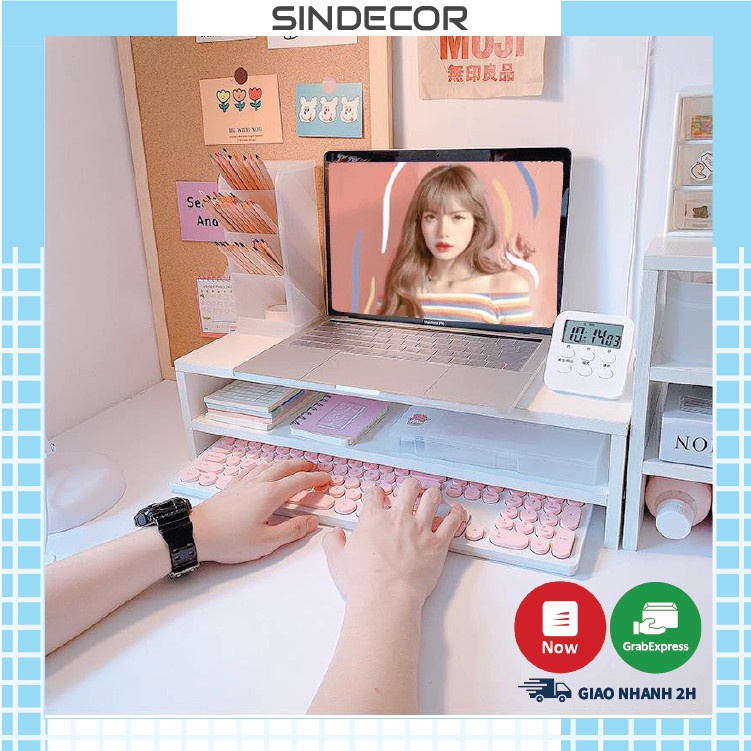 KỆ ĐỂ SÁCH - KỆ MÁY TÍNH - DECOR 🖥⌨ LẮP GHÉP - 2 TẦNG