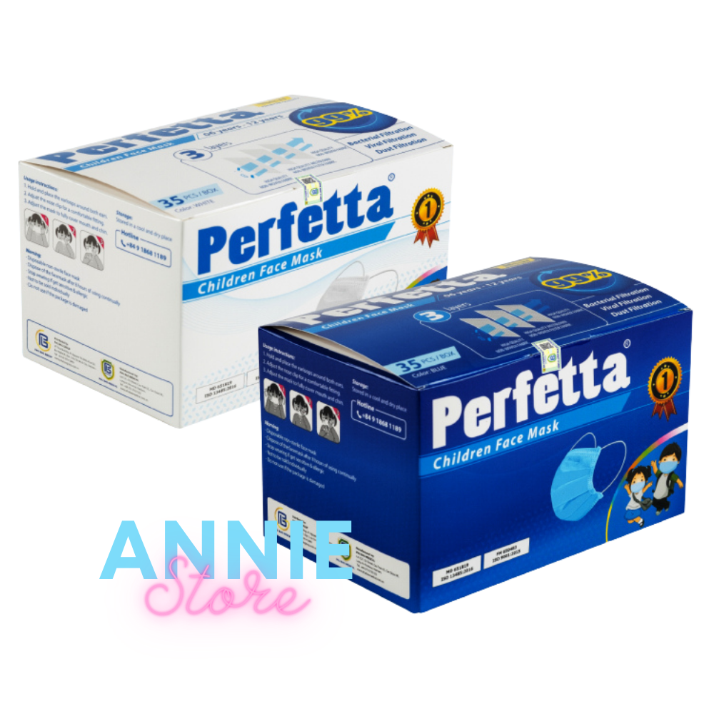 [HCM]Khẩu trang cho bé lớp Perfetta Trẻ Em Xanh (35 Cái/Hộp)