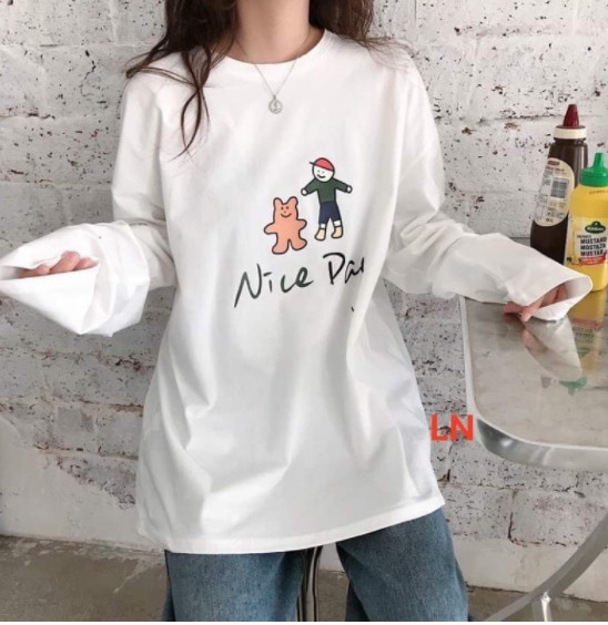 Áo 3D nice day tay dài LN11 CHẤT COTTON