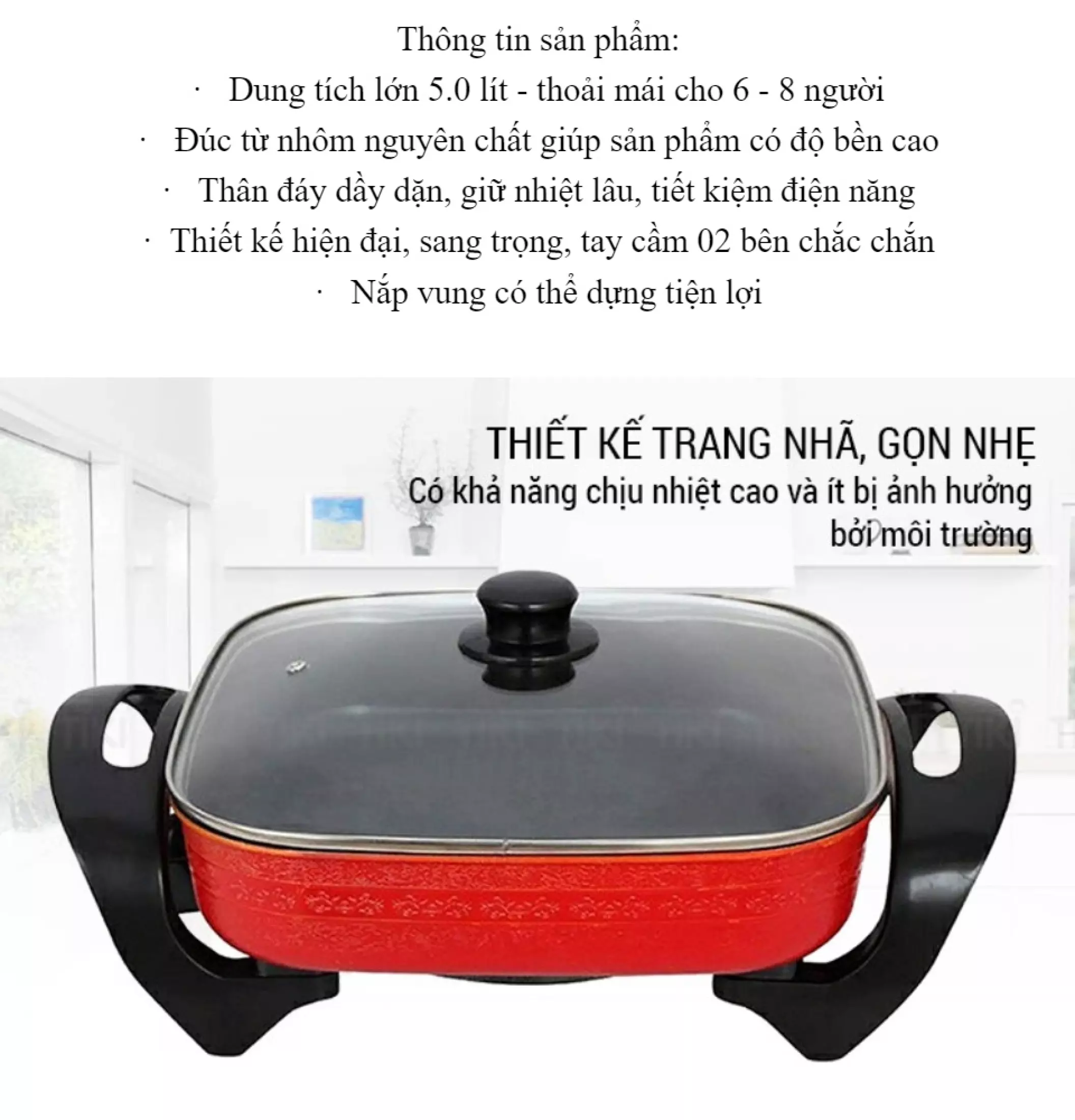 Nồi lẩu điện vuông đa năng Thái Lan