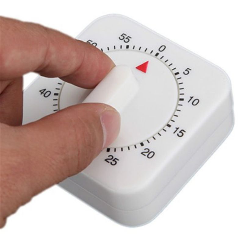 Square 60 Minute Mechanical Kitchen Timer Chef Cooking Timer Clock with Loud Alarm No Batteries Required Kitchen Learn