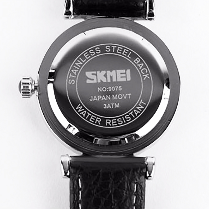 Đồng hồ nữ dây da Skmei 9075 (Đen)