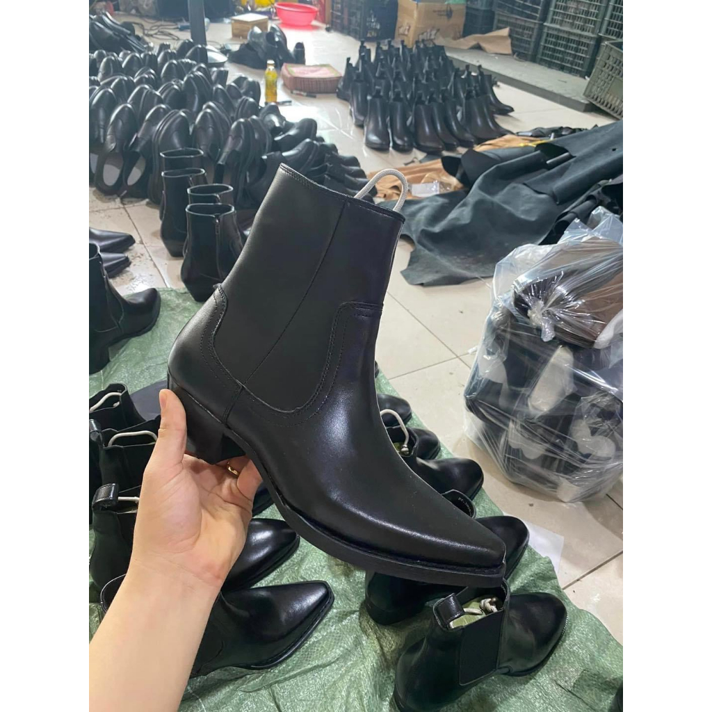 [FREESHIP] Giày Nam Santiago Khóa Zip Da Sít Chống Nhăn Đế Kép, Giày Da Nam Kiểu Dáng Công Sở Mã 1916 - Xưởng Giày Chelsea Boot