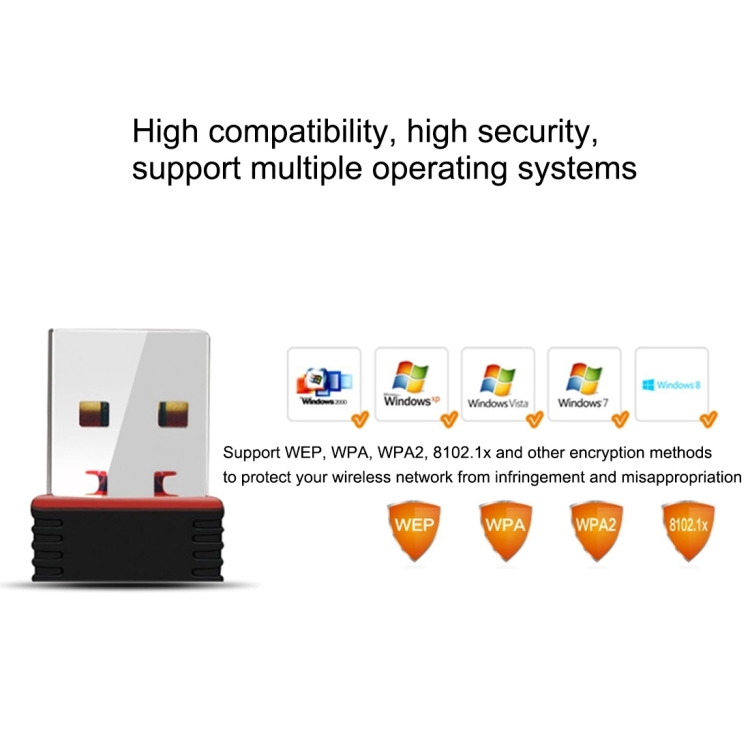 RTL8188 150Mbps 2.4GHz USB 2.0 WiFi Adapter External Network Card (In Stock)