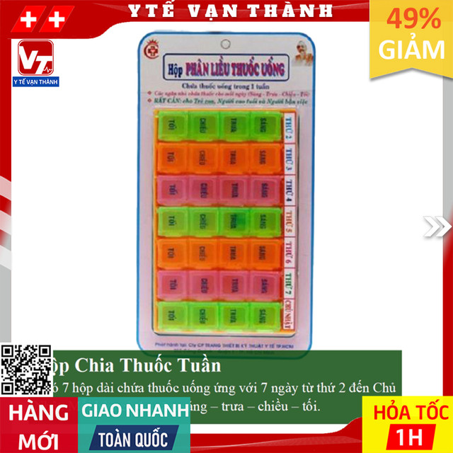 ✅ hộp chia thuốc tuần | phân liều thuốc -vt0379 - y tế vạn thành