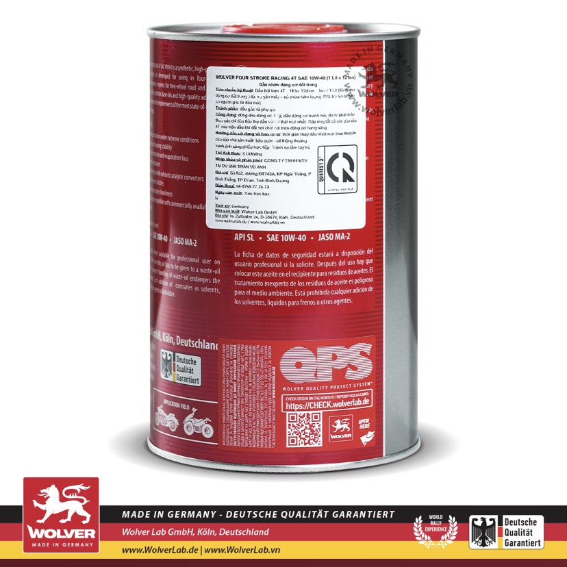 Nhớt Wolver Racing Synthetic 4T 10w40