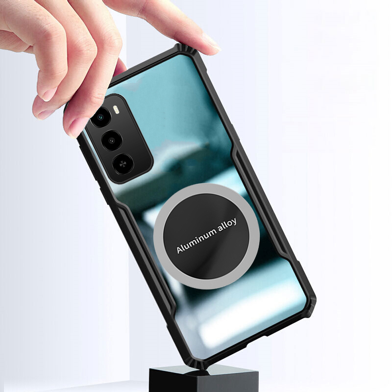 For ITEL City 100 Phone Case Ultra Thin Clear Transparent Car Navigation Matel Radiating Ring Soft Air Cushion Shockproof Armor Cover for itel City 100 Cover Casing HP.