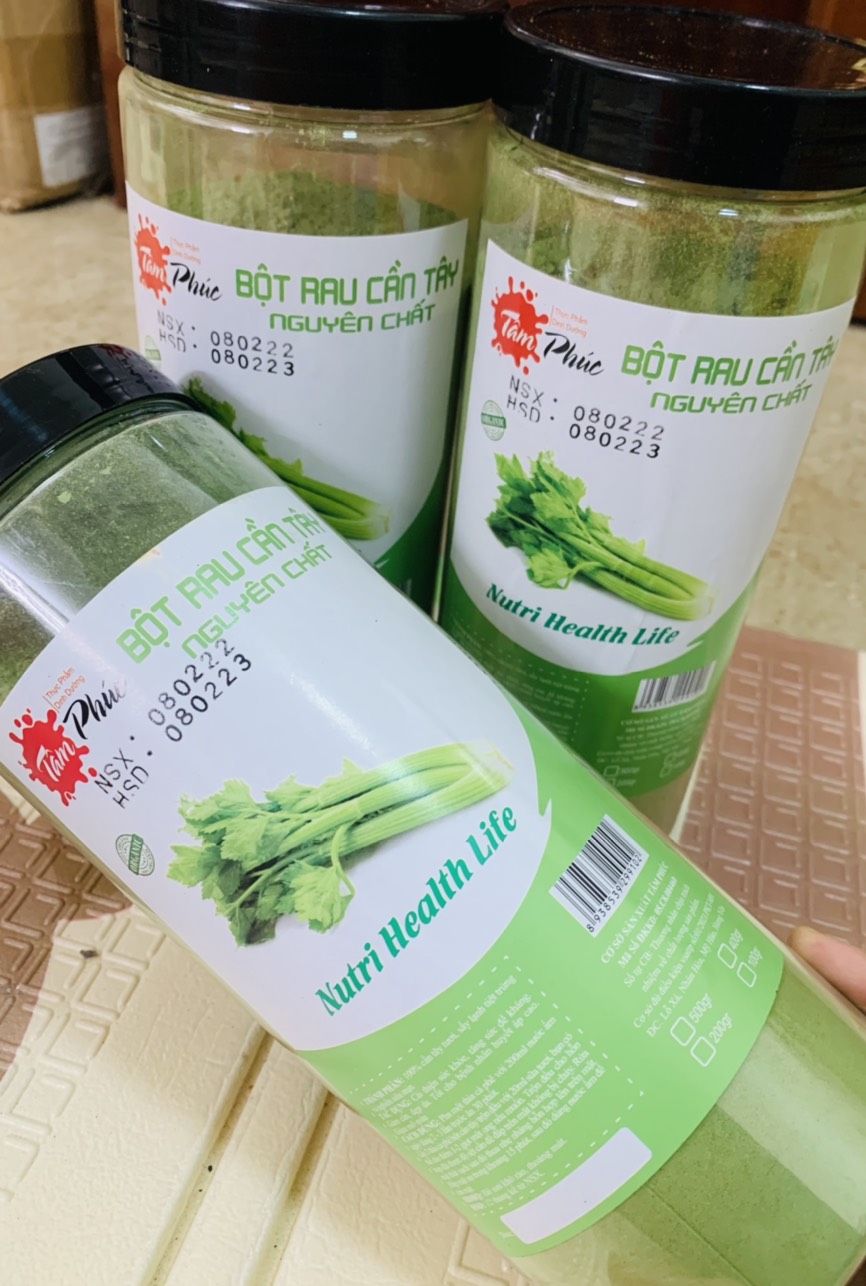 Bột cần tây sấy lạnh nguyên chất (hộp 500g ), giảm cân đẹp da cam kết chất lượng thơm và không pha trộn