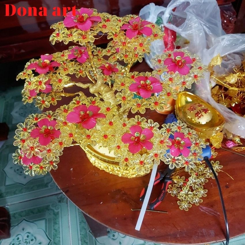 Cây tài lộc _ phát tài sản phẩm handmade phù hợp lam qua tang , trung bày Dona Art CKT02 qua tet , qua sinh nhat