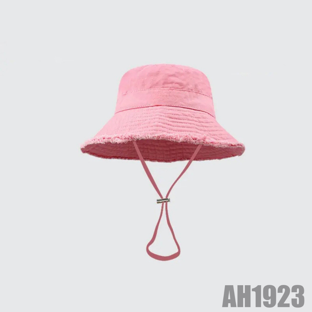 Mũ bucket thời trang unisex chất vải kaki vành tua rua nhiều màu có dây rút AH1923