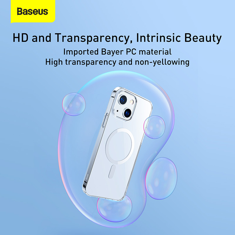 Baseus Ốp Nam Châm Cho iPhone 13 Pro Max 13 Pro 13 Tương Thích Với MagSafe Ốp Lưng Nam Châm Trong Suốt Góc Giảm Sốc Hỗ Trợ Sạc Không Dây