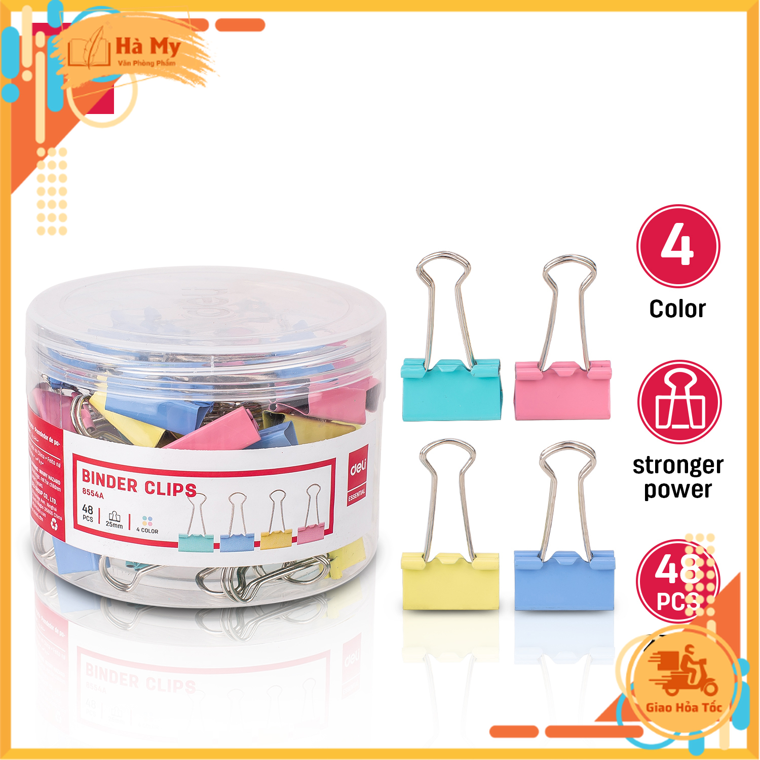 (1 Hộp) Kẹp bướm 25mm Deli - 48 chiếc/hộp - E8554A