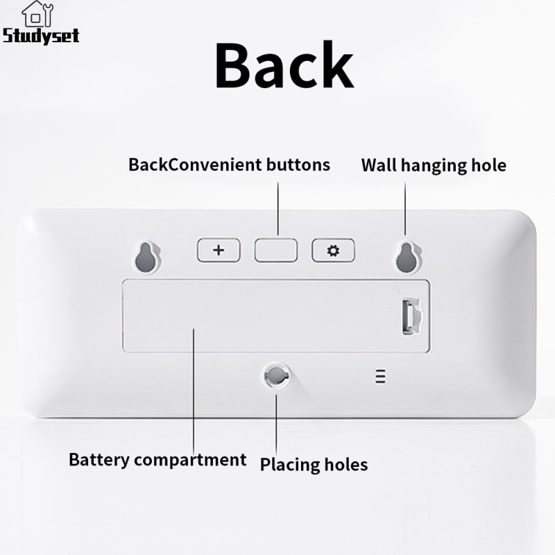 Studyset IN stock Digital Alarm Clock LCD Display Multifunctional Temperature Humidity Alarm Clock Ultra Thin Electronic Clock