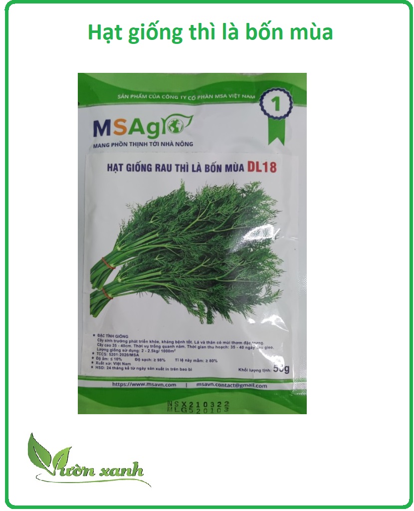 HẠT GIỐNG RAU THÌ LÀ 5gr/ 50gr