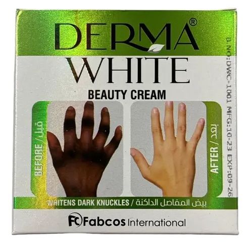 DERMA White Beauty Whitening Cream Der2 Whitens Dark Knuckles, Knee, Underarms, Elbows 20g. 